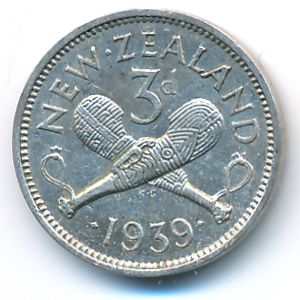 New Zealand, 3 pence, 1939