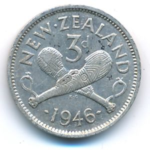 New Zealand, 3 pence, 1946