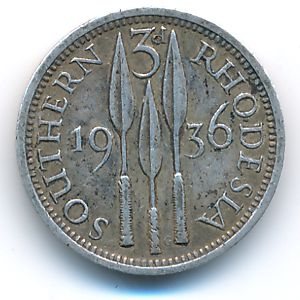 Южная Родезия, 3 пенса (1936 г.)