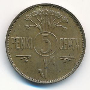 Литва, 5 центов (1925 г.)