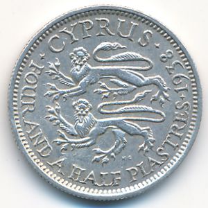 Cyprus, 4 1/2 piastres, 1938