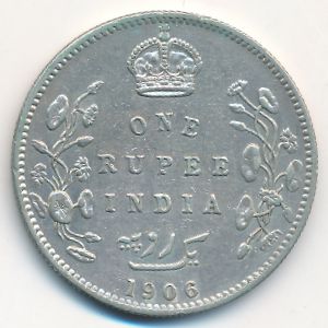 Британская Индия, 1 рупия (1906 г.)