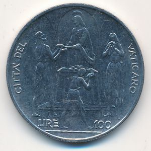Vatican City, 100 lire, 1968