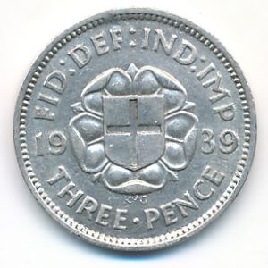 Великобритания, 3 пенса (1939 г.)