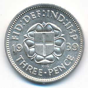 Великобритания, 3 пенса (1939 г.)