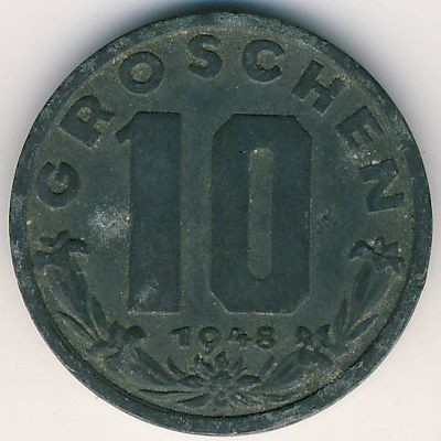 Австрия, 10 грошей (1948 г.)