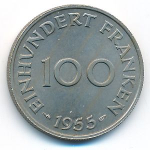Саар, 100 франков (1955 г.)