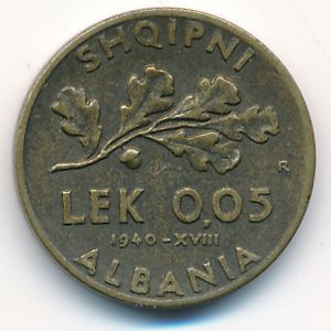 Албания, 0,05 лек (1940 г.)