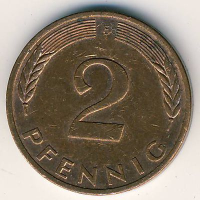 ФРГ, 2 пфеннига (1977 г.)
