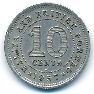 Малайя и Британское Борнео, 10 центов (1957 г.)