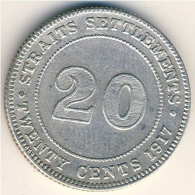 Straits Settlements, 20 cents, 1916–1917