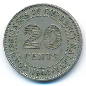 Малайя, 20 центов (1948 г.)