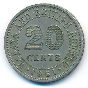 Малайя и Британское Борнео, 20 центов (1961 г.)