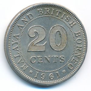 Малайя и Британское Борнео, 20 центов (1961 г.)