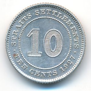 Стрейтс-Сетлментс, 10 центов (1927 г.)