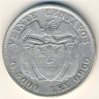 Colombia, 20 centavos, 1911–1942