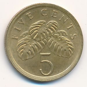 Singapore, 5 cents, 1988
