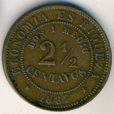 Chile, 2 1/2 centavos, 1886–1898