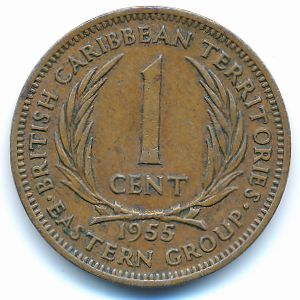 Восточные Карибы, 1 цент (1955 г.)