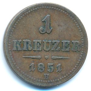 Austria, 1 kreuzer, 1851