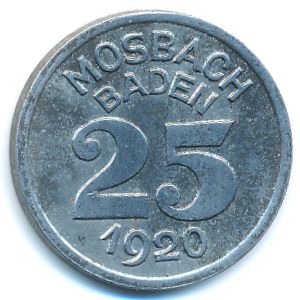 Мосбах., 25 пфеннигов (1920 г.)