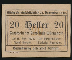 Нотгельды Австрии, 20 геллеров