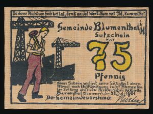 Нотгельды Германии, 75 пфеннигов (1921 г.)