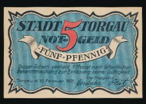 Нотгельды Германии, 5 пфеннигов (1921 г.)