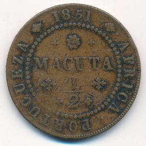 Angola, 1/2 macuta, 1851