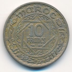 Morocco, 10 франков, 1947