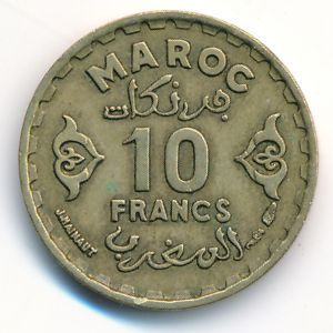 Morocco, 10 francs, 1951