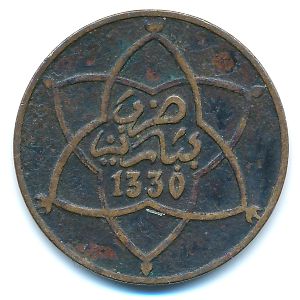 Morocco, 5 mazunas, 1912