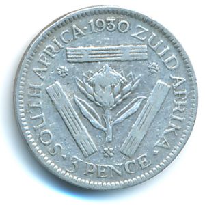 South Africa, 3 pence, 1930
