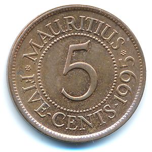 Маврикий, 5 центов (1995 г.)