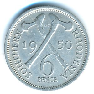 Южная Родезия, 6 пенсов (1950 г.)