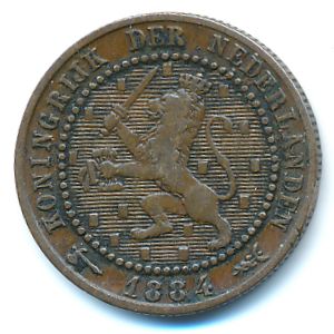 Нидерланды, 1 цент (1884 г.)