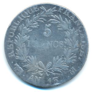 France, 5 франков, 1804