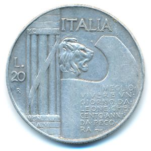 Италия, 20 лир (1928 г.)