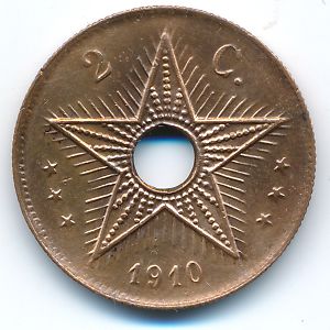 Бельгийское Конго, 2 сентима (1910 г.)