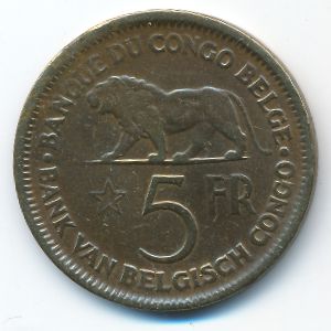 Бельгийское Конго, 5 франков (1936 г.)