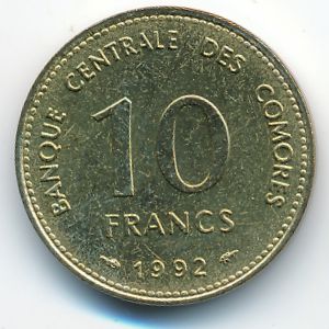 Коморские острова, 10 франков (1992 г.)