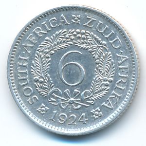 South Africa, 6 pence, 1924