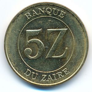 Zaire, 5 zaires, 1987