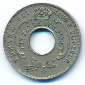 British West Africa, 1/10 penny, 1908