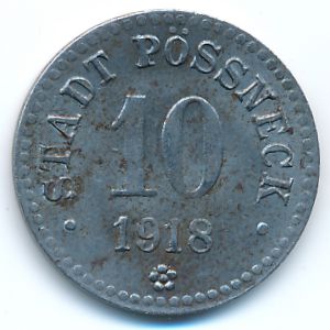 Пёснек., 10 пфеннигов (1918 г.)