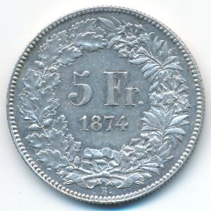 Швейцария, 5 франков (1874 г.)