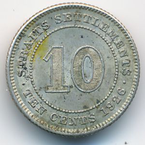 Straits Settlements, 10 cents, 1927