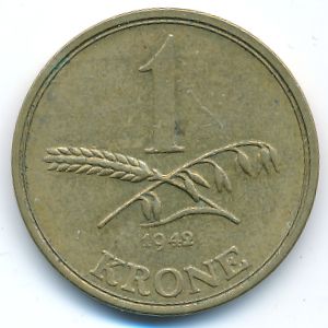 Denmark, 1 krone, 1942