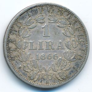 Ватикан, 1 лира (1866 г.)