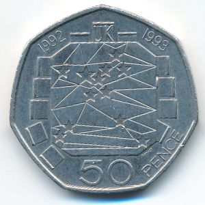 Великобритания, 50 пенсов (1992 г.)